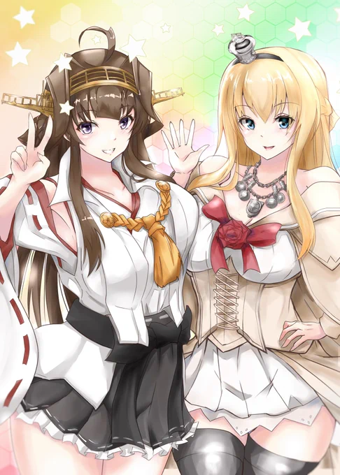 #女の子二人のイラストを貼る見た人もやる 