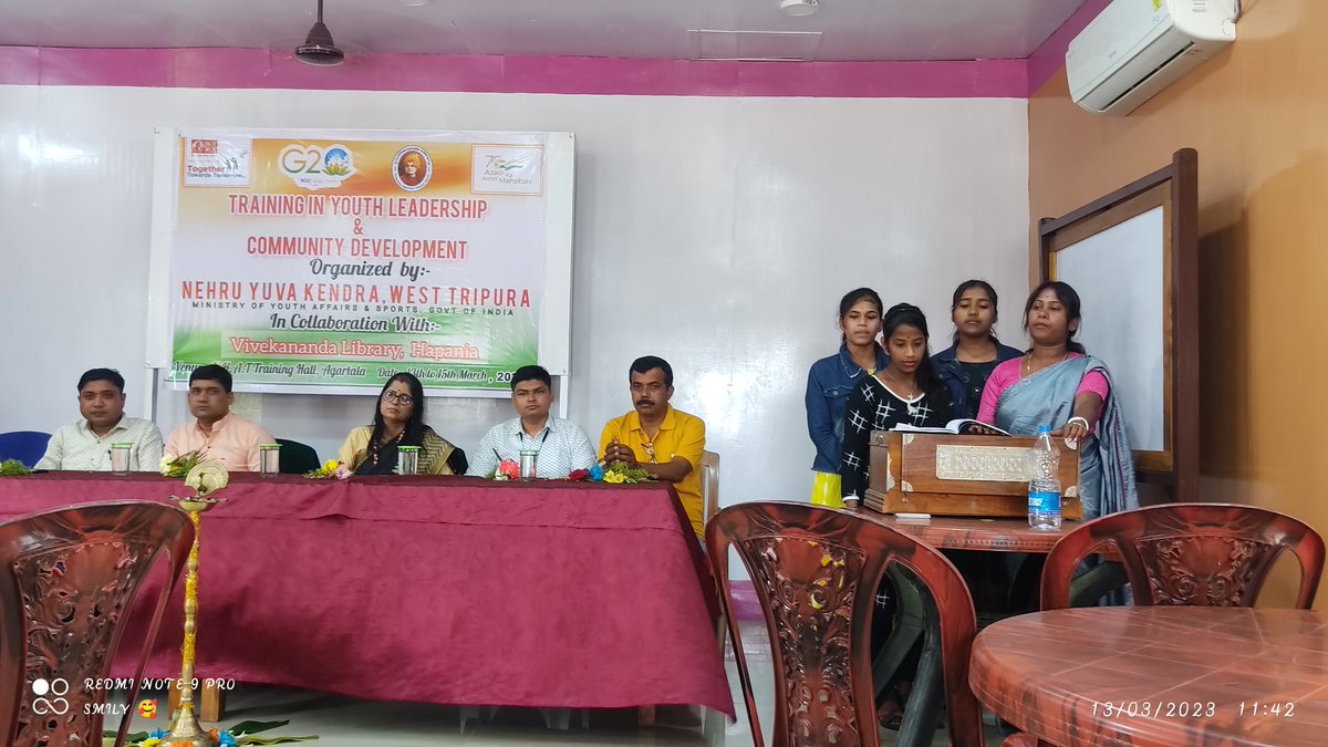 mybwesttripura's tweet photo. Glimpse of the Opening Programme of Training Youth Leadership & Community Development Prog. Organized by @NykwestTripura In Collaboration With Vivekananda Library,Hapania At V.H.A.T Training Hall On 13th March 2023 @Nyksindia @NYKS_Tripura #TYLCD #LeadershipDevelopment #G20 https://t.co/G9FyFosB5K