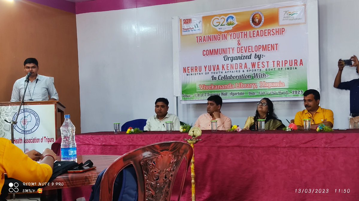 mybwesttripura's tweet photo. Glimpse of the Opening Programme of Training Youth Leadership & Community Development Prog. Organized by @NykwestTripura In Collaboration With Vivekananda Library,Hapania At V.H.A.T Training Hall On 13th March 2023 @Nyksindia @NYKS_Tripura #TYLCD #LeadershipDevelopment #G20 https://t.co/G9FyFosB5K