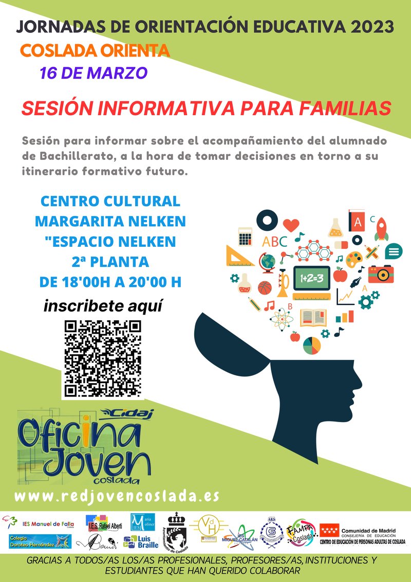 📣 📣 Para acompañar a tus hijos/as en la toma de decisiones participa en la sesión para familias, que organiza el Área de #Juventud de #Coslada y @FAMPA_Coslada, durante las Jornadas de Orientación Educativa 2023
🗓 16 marzo 18h

ℹ️  Info ⤵️

#Cidaj

bit.ly/3ZRbMz9