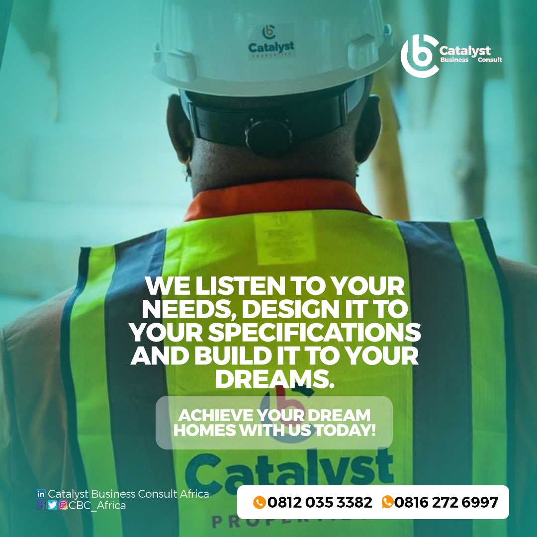 cbc_africa's tweet photo. The decision is build/acquire your dream home is a huge task and can be a bit scary. Don’t worry, we are here to hold your hands throughout the entire process.

Ready to make that big decision? 
Call/Text: 0812 035 3382 0816 272 6997

#RealEstate
#CatalystProperties https://t.co/OY4tusWFgt