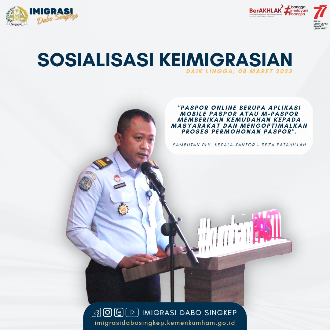 ImigrasiDabo's tweet photo. Sejak diperkenalkan secara luas pada Hari Bhakti Imigrasi tahun lalu, Paspor Online berupa Aplikasi Mobile Paspor atau M-Paspor merupakan aplikasi inovasi dari Direktorat Jenderal Imigrasi.

#pasporonline 
#imigrasidabosingkep 
#sidaingPASTIbedentum https://t.co/xzmW6Kgyh9