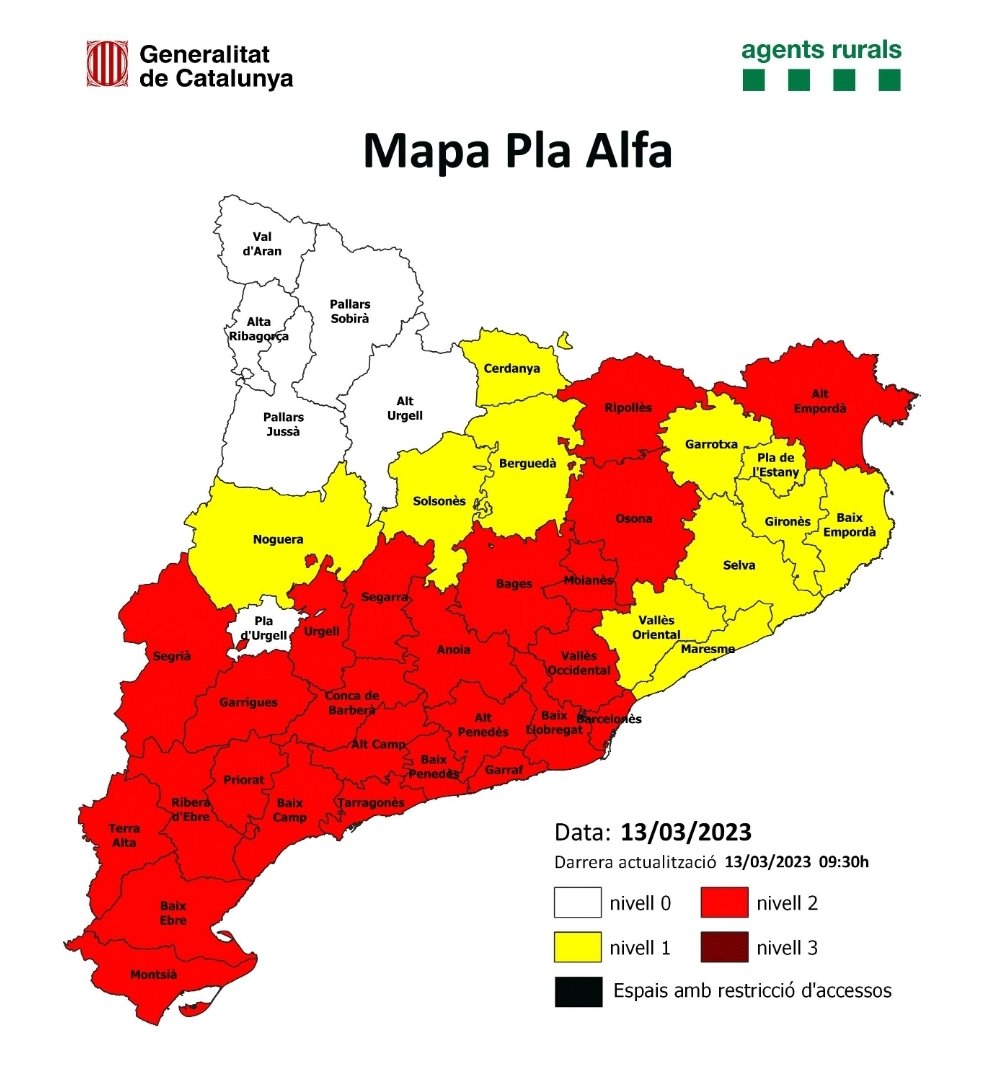 🚫🔥Avui estem en #PlaAlfa 2
i està prohibit fer foc, cremar rostolls, etc.
ℹ️Recordeu també que el proper 15 de març entrarà en vigor, com cada any (i fins el 15 d'octubre) la prohibició de fer foc sense autorització.
#protecciócivil 
🟧🟦🟧🟦🟧🟦🟧
#CastellbellielVillar #Bages