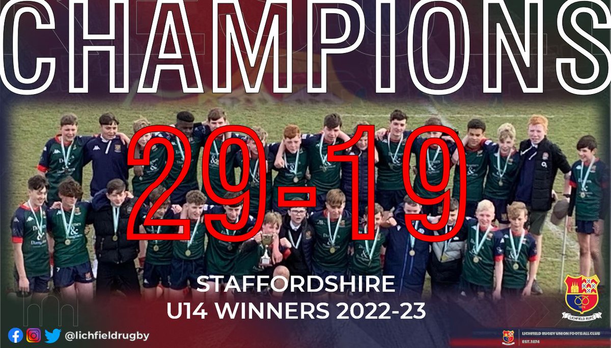Massive Congratulations to Lichfield Rugby Club's U14s who became Staffordshire Champions on Sunday. A 29-19 win against last years champions Wolverhampton
Club Website | Lichfield RUFC lichfieldrufc.com
Please Like &amp; Share...