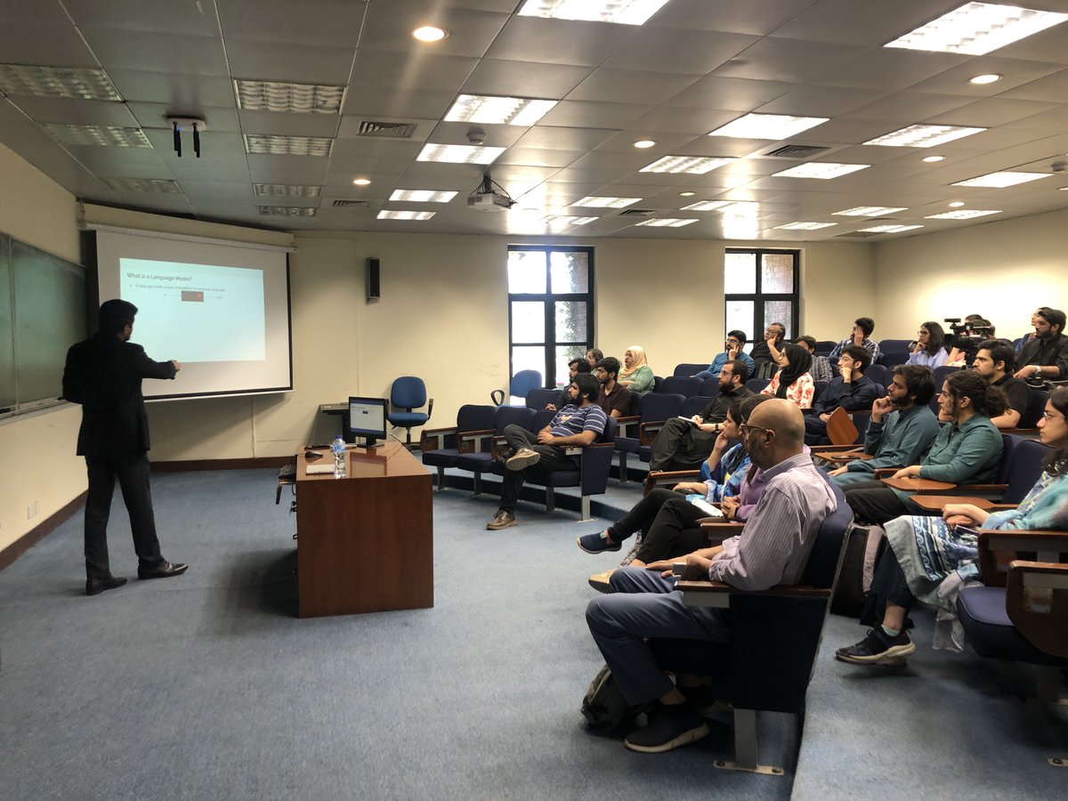 lli_lums's tweet photo. Enlightening talk by Dr. Agha Ali Raza from @sbasselums about #ChatGPT, the incredible language model trained by #OpenAI! It was fascinating to learn about its capabilities - the vices and the virtues - and how it's transforming education with artificial intelligence. https://t.co/90hgxo23aK