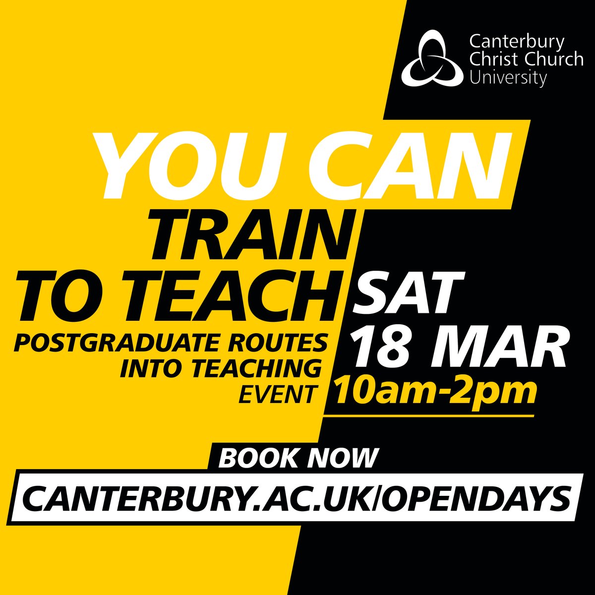 This weekend
Whether you are thinking about returning to work, looking to change your career or deciding what to do after your degree, we can help you find the best route to become a teacher.
bit.ly/40eRQqO 
@katieclemmey <a href="/CCCUPrimaryEd/">CCCU Primary Ed</a> @CCCUStudents <a href="/cccu_humanities/">CCCU Humanities</a>