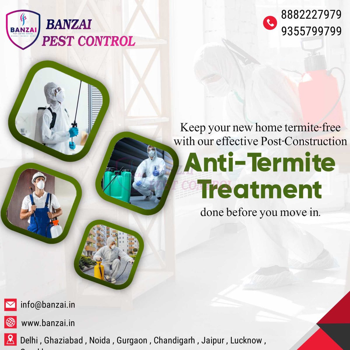 BanzaiPest_'s tweet photo. π Keep your new house termite-free with our effective post construction.
π Anti-Termite Treatment Done before you move in
#pitampura #dwarka #saket #gurgaon #noida #greatornoida
#BanzaiPestControl
π +91-8882227979/9355799799
π§ info@banzai.in
π https://t.co/gYiJLeHA5F https://t.co/6AbWex8F6h