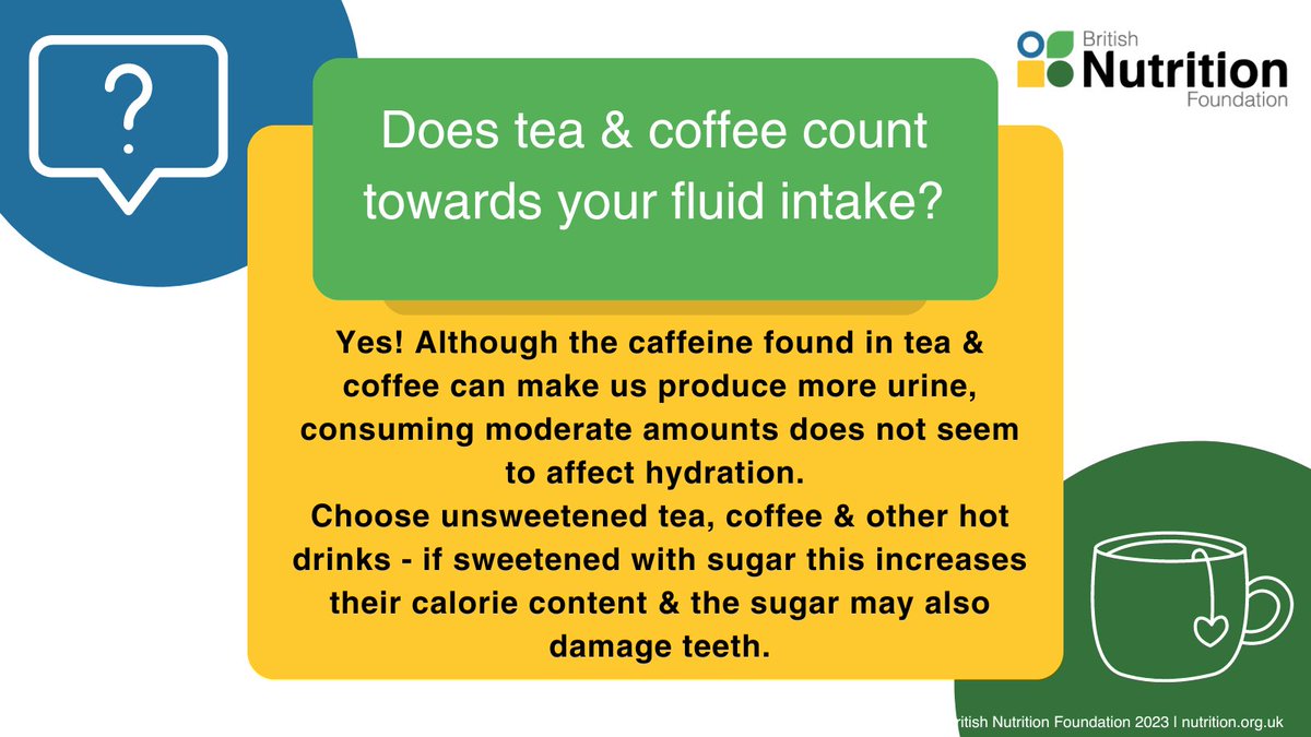 This week is Nutrition &amp; Hydration Week #NHWeek so we're starting the week with a relevant #MythbustingMonday post.

Does tea &amp; coffee count towards your fluid intake?🧐👇

For more on healthy hydration visit nutrition.org.uk/healthy-sustai…

<a href="/NHWeek/">N&H Week</a> #NutritionMyth