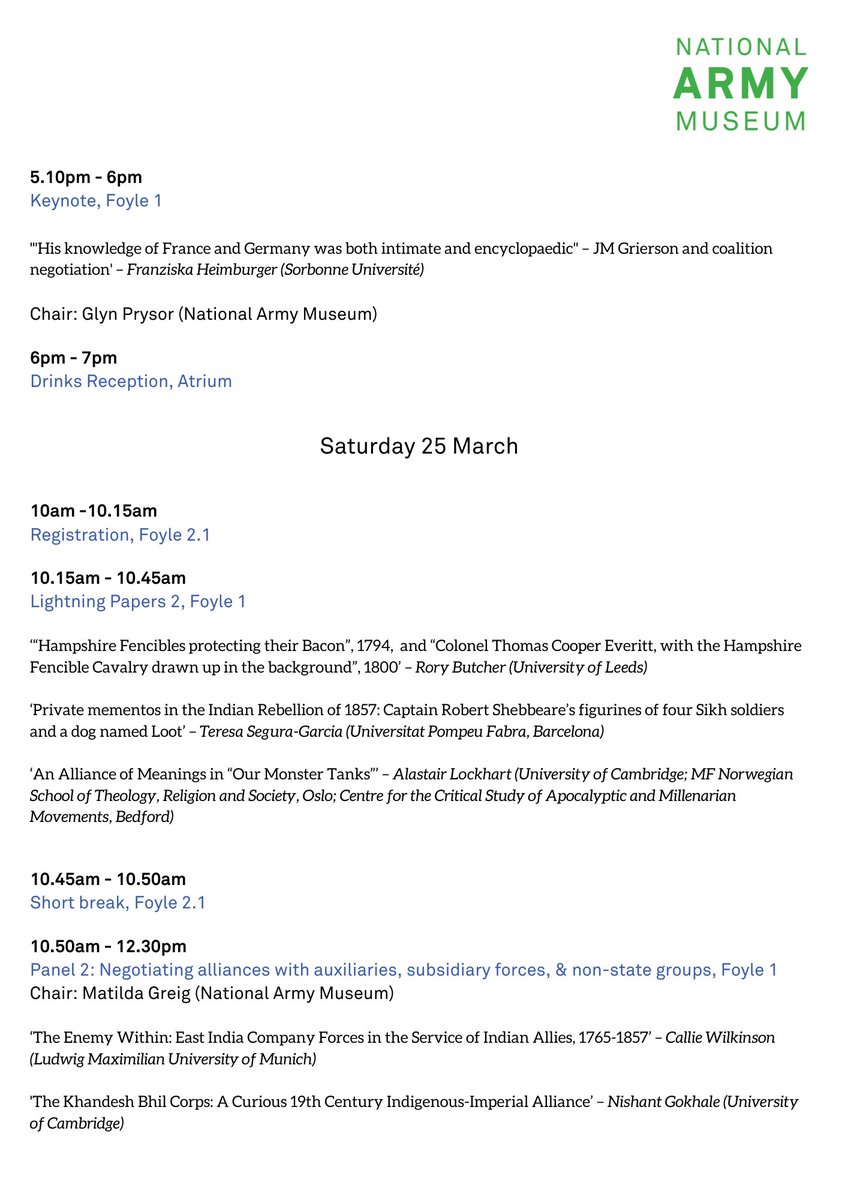 matilda_greig's tweet photo. 📢 The programme for our conference on 'Alliances in the History of Armed Conflict' @NAM_London on 24-25 March is now live! 

Please share &amp; register to join us online here:

✨Fri 24 March
https://t.co/cb4iDfYv52
✨Sat 25 March
https://t.co/Q7zMI2E7nE https://t.co/4vlhNCcKDS