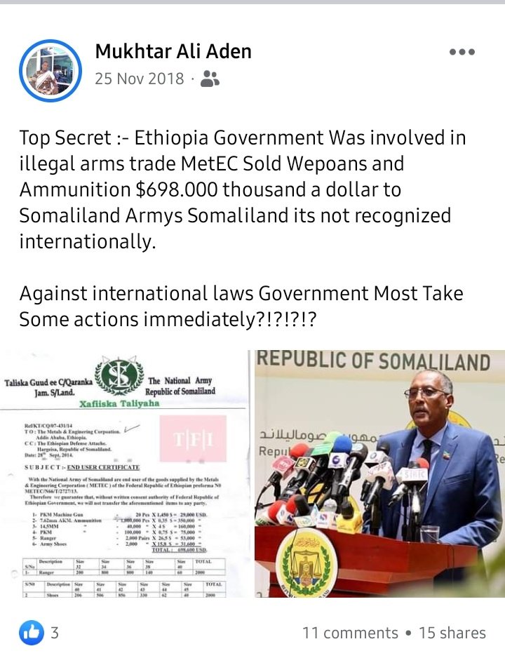 MukhtarAliAden's tweet photo. Melez wuxuu Nabaray Wuxuu Na badaa ka daran.!?? Waa Cadayn
Waxbadan ka ogow Sida Tplf hubka u siin jirtay #Somaliland
6 Sano ka hor ayan qoray Agoonta Tplf iyo Snm sida ay hubka uga heli jirtay #Wayane #Ethiopia
#TPLF la,aanteed Somali Ha Ogaato In 1 Saac Joogi karin SL G. #SSC https://t.co/z0DVq17tDF
