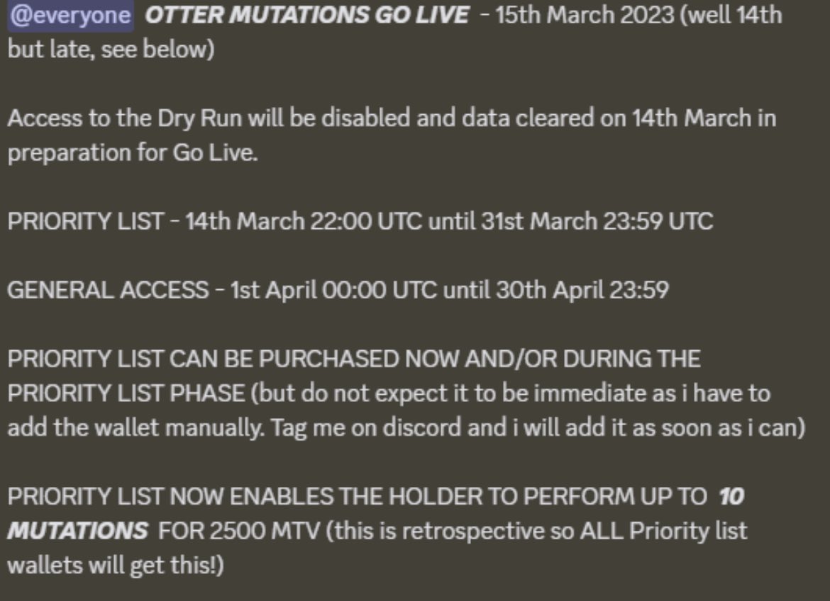 MTV_Otters's tweet photo. π Mutations are going LIVE! π
Please see all information below π
@MultiVAC_Global @EpicGalleryMTV
#ITSTIME #MultiVAC #NFTProject #CULTDAO #LUNC https://t.co/d99WrqT2j1