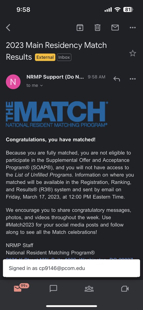 ISSA MATCH! I’m going to be an Emergency Medicine Doctor! Yes I’m crying, I’ve dreamt about this email for ages! God is so GOOD! #match23 #EMBound #TrustTheProcess 🙏🏾👩🏾‍⚕️🥼