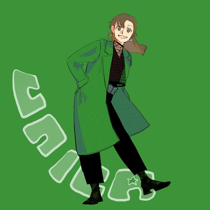 「black footwear green coat」 illustration images(Latest)