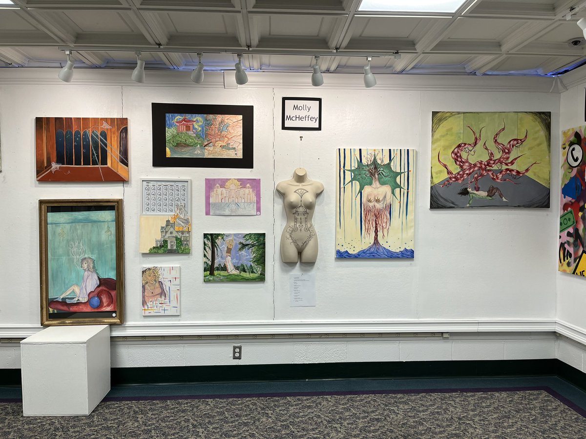 MrsLavinArt's tweet photo. Our first IB Art Exam/Exhibit is up and ready!  Please come and see artwork by artists Ema Frazao, Molly McHeffey &amp; Britney Tran. https://t.co/4RusG240vi