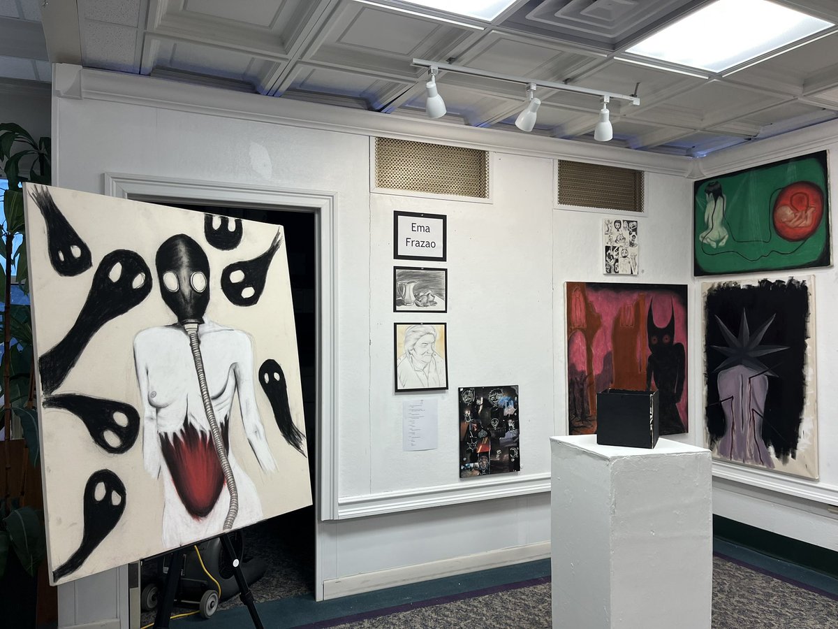 MrsLavinArt's tweet photo. Our first IB Art Exam/Exhibit is up and ready!  Please come and see artwork by artists Ema Frazao, Molly McHeffey &amp; Britney Tran. https://t.co/4RusG240vi