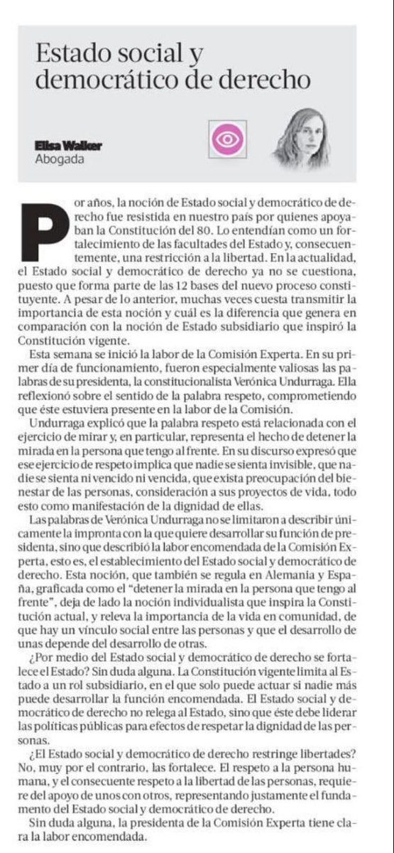 Elisa Walker (@ElisaWalkerE) on Twitter photo 2023-03-13 14:27:33 Les comparto la columna sobre Estado Social y Democrático de Derecho que me publicaron hoy en @latercera Les comparto la columna sobre Estado Social y Democrático de Derecho que me publicaron hoy en @latercera