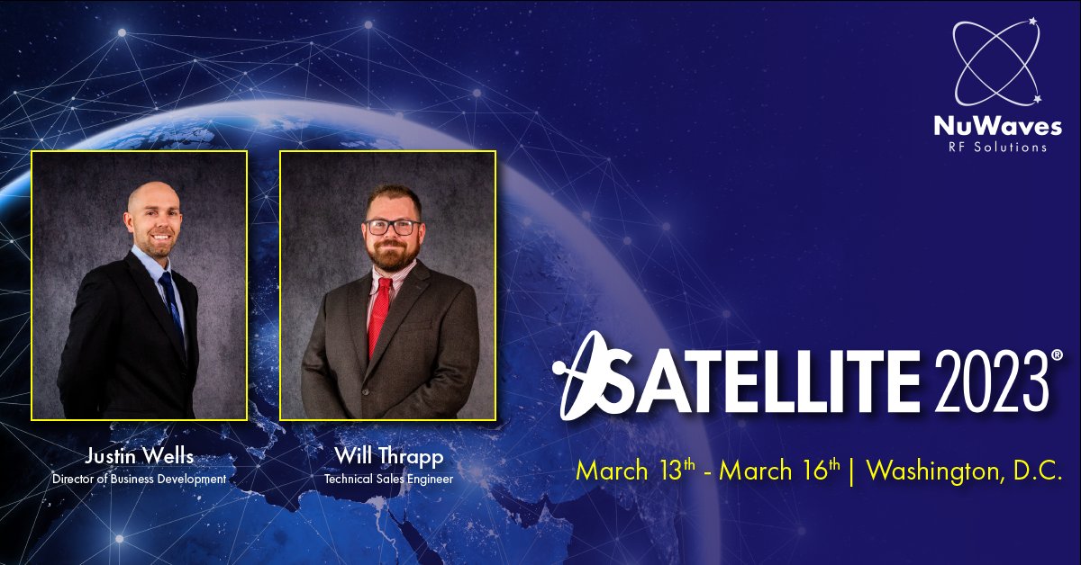 NuWaves's tweet photo. Members of our Business Development Team, Justin Wells and Will Thrapp, will be attending Satellite 2023 this week in Washington, DC. 

#SatShow #rfengineering https://t.co/axgsskA6d6
