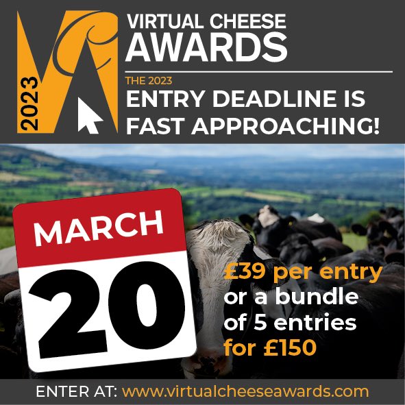 ⏱️One week before entries close ⏱️ Enter your British cheese for just £39. Entry details on virtualcheeseawards.com #britishcheese #cheese #cheesemaker