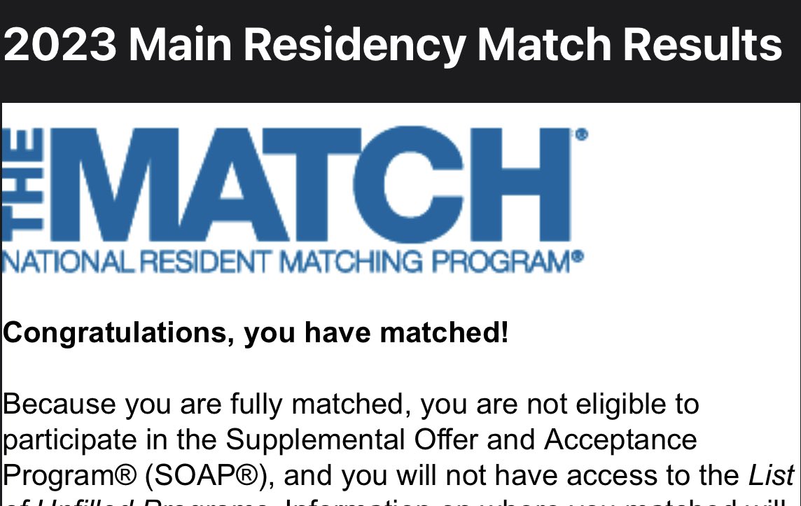 The highlight of my life is here!! I am going to be an Orthopaedic Surgeon! So excited for all of my fellow applicants and thank you to everyone for your support on this journey! Let’s goooo 🥳 #Match2023 #orthotwitter