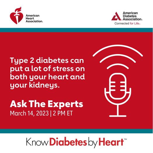 1 in 3 people with kidney disease have diabetes. Ask an expert about preventing and treating kidney disease at 2:00 p.m. ET on March 14. Learn more and sign up at spr.ly/61813LtJv . #NationalKidneyMonth #KnowDiabetesbyHeart