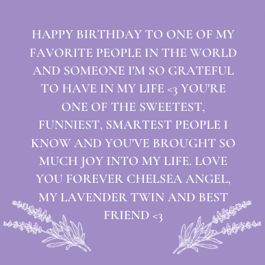 HAPPY BIRTHDAY CHELSEA ANGEL 🥳💜🎂 you're one of the best people i know and you mean the absolute world to me!!! hope you have the loveliest day &amp; i love you so so so much!!! 🫶🏽 <a href="/kittenblou/">chelsea🪽</a>