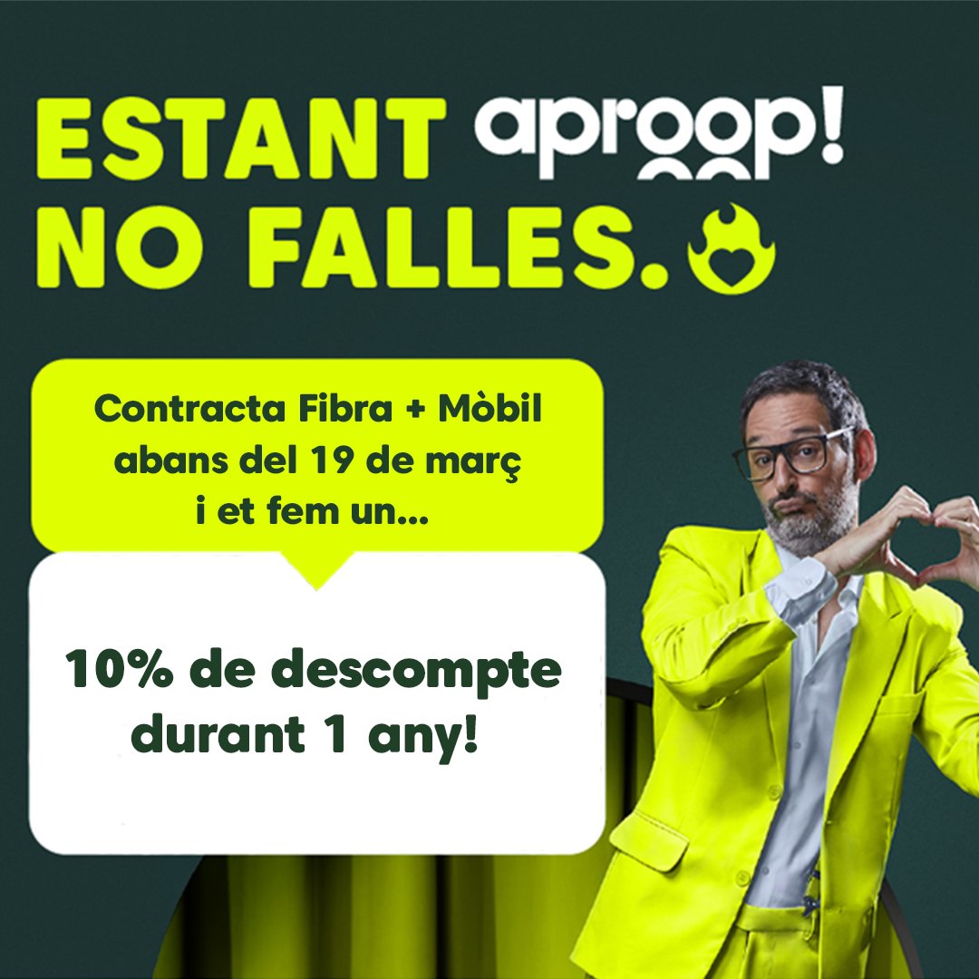 Se t'ocorre un millor regal per al Dia del Pare? Aprofita que estem en Falles i acaba la setmana amb un 10% de descompte el primer any al contractar Fibra + Mòbil  del 19 de març. 🔥

Contracta ací 👉 bit.ly/425zDgq

#aprooptelecom #latelecomdací #estantaproopnofalles