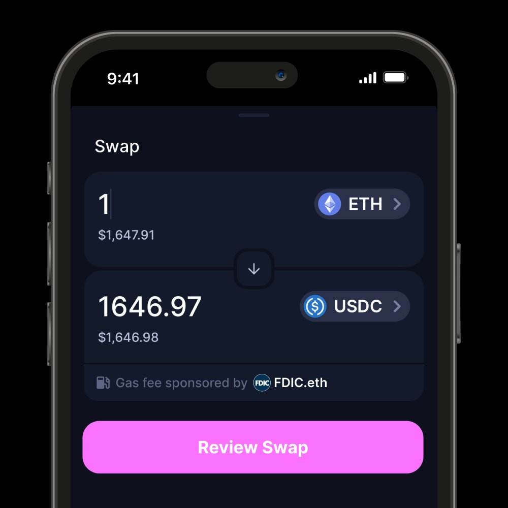 0xDesigner's tweet image. Concept: sponsored gas fees enabled by EIP-4337.