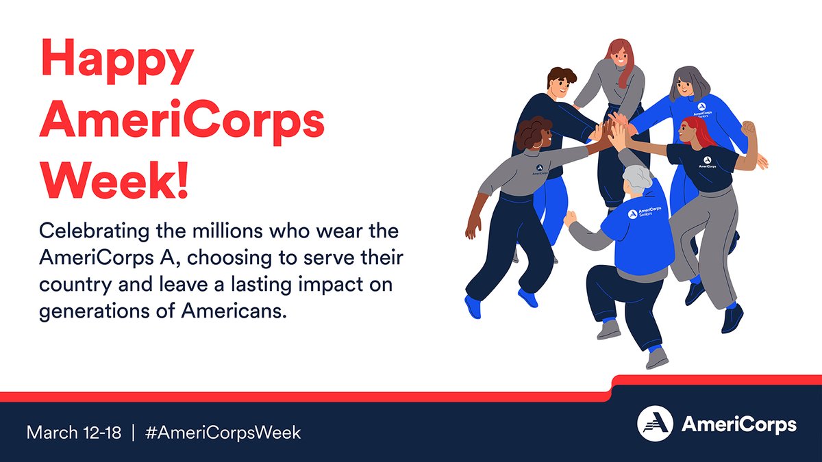 Happy #AmeriCorpsWeek! Let's celebrate the positive impact of the millions who serve our nation through @AmeriCorps and @AmeriCorpsSr. This week, we give #AmeriThanks and encourage more Americans to #ChooseAmeriCorps! Learn more: AmeriCorps.gov/AmeriCorpsWeek #UnitedWeServe