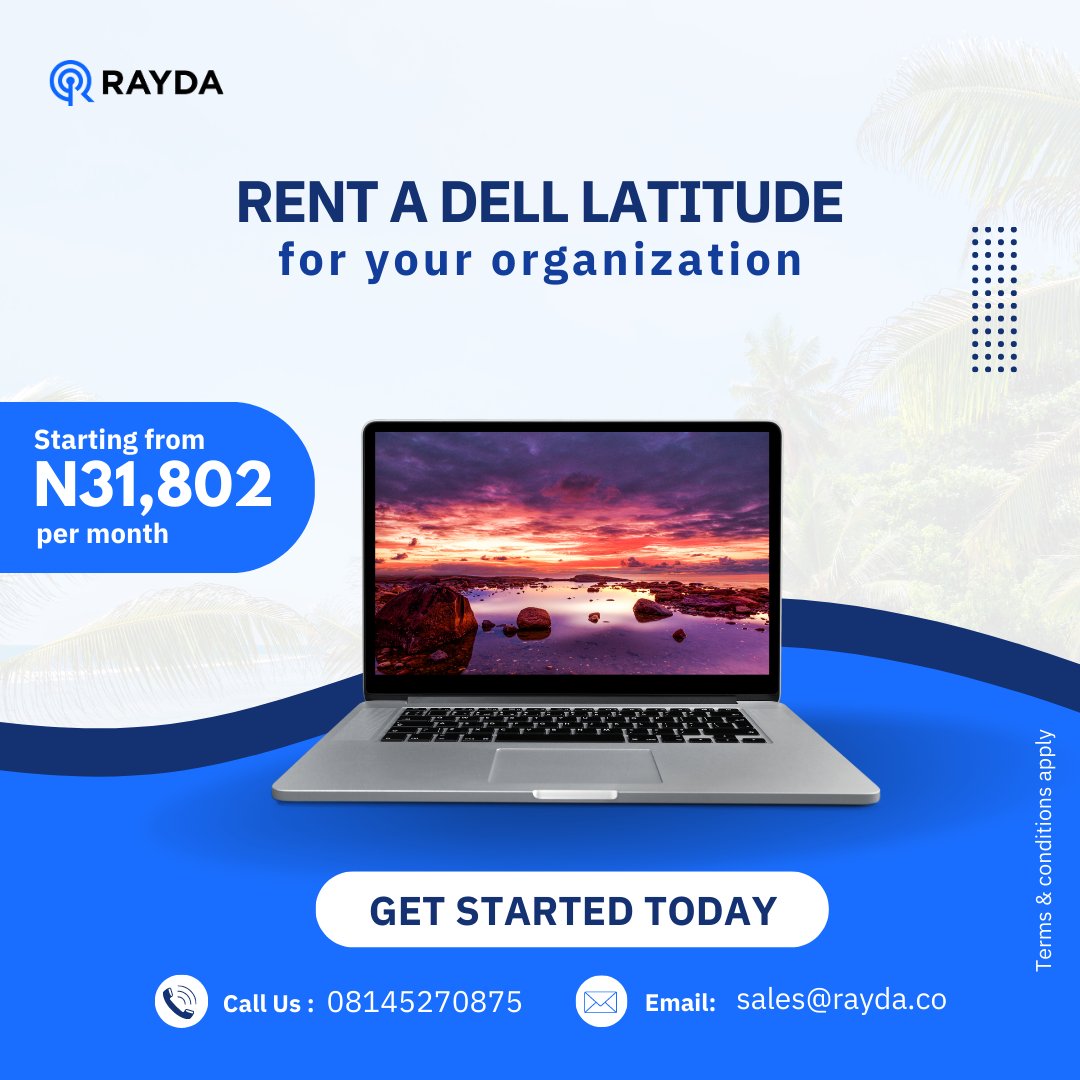 rayda_hq's tweet image. Contact us to get Dell laptops delivered to your company.

Call 08145270875 or email sales@rayda.co to get started today.

#rayda #rentalaptop #buyalaptop #laptoprental #itassets #business