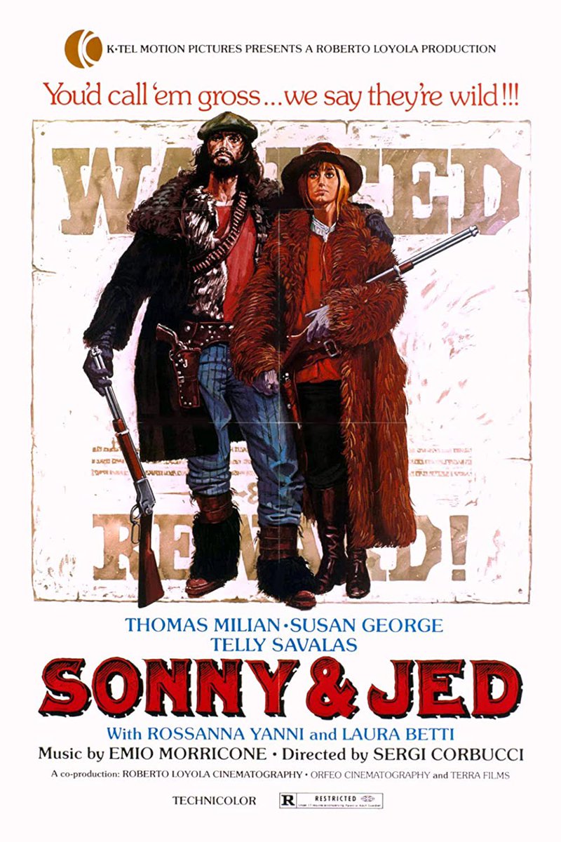 #NowWatching Sonny and Jed (1972) - delightful Corbucci spag western take on Bonnie and Clyde with a banging Morricone theme. Susan George and Telly Savalas are very good, but Tomas Milian really is one of the greatest movie dirtbags of all time - he’s so good at these roles.