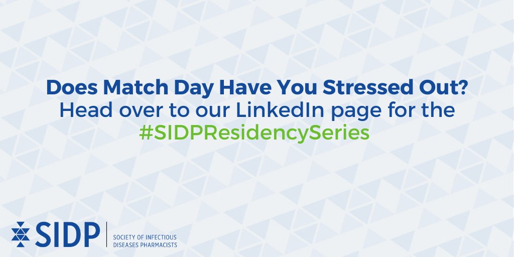 Is Match Day for pharmacy #residency making you worried or anxious? 
Head on over to <a href="/SIDPharm/">SIDP</a>'s Linkedin page for some tips from our #SIDPResidencySeries!
linkedin.com/feed/update/ur…