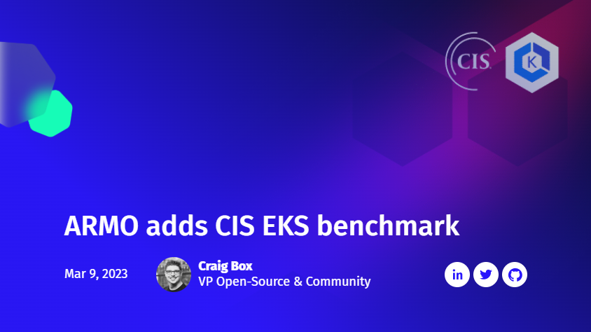 #DevOps using EKS, listen up!
The most comprehensive solution for EKS benchmarking is here🤯
ARMO Platform has added the CIS EKS benchmark. Now, with Amazon Elastic Kubernetes Service (EKS) users can add this specific benchmark to available frameworks.
armosec.io/blog/cis-eks-b…