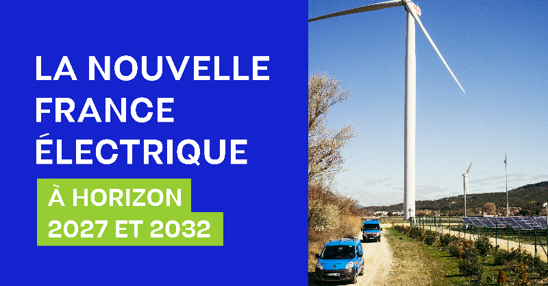enedis's tweet photo. 🔍À quoi ressemblera la #NouvelleFranceÉlectrique à horizon 2027 &amp; 2032 ? C’est l’éclairage que cherche à apporter le document préliminaire à notre « Plan de Développement de Réseau » pour raccorder les nouveaux usages, renforcer et renouveler le réseau de distribution. Thread👇