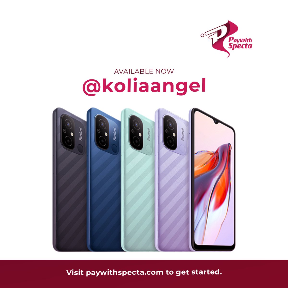 MySpecta's tweet photo. Get the latest Redmi 12c smartphone from @koliaangel1 and spread your payments when you #PayWithSpecta.
Visit https://t.co/x9HEo3zIjQ to get one now. https://t.co/S9B2hZSaiD