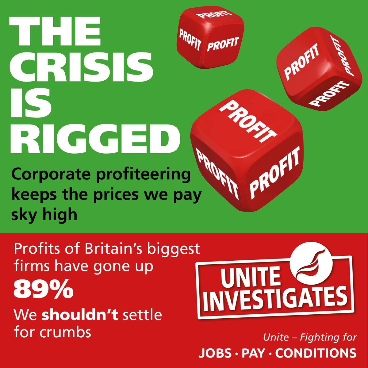 UniteSharon's tweet photo. Make no mistake, many companies are doing very well indeed. As our Profiteering Commission reveals, the profits of the UK’s largest companies are now 89% higher than before the pandemic.

Unite Investigates Profiteering report in full ➡️ https://t.co/QngaQbbl90 #Profiteering https://t.co/YuCfRpgbsn