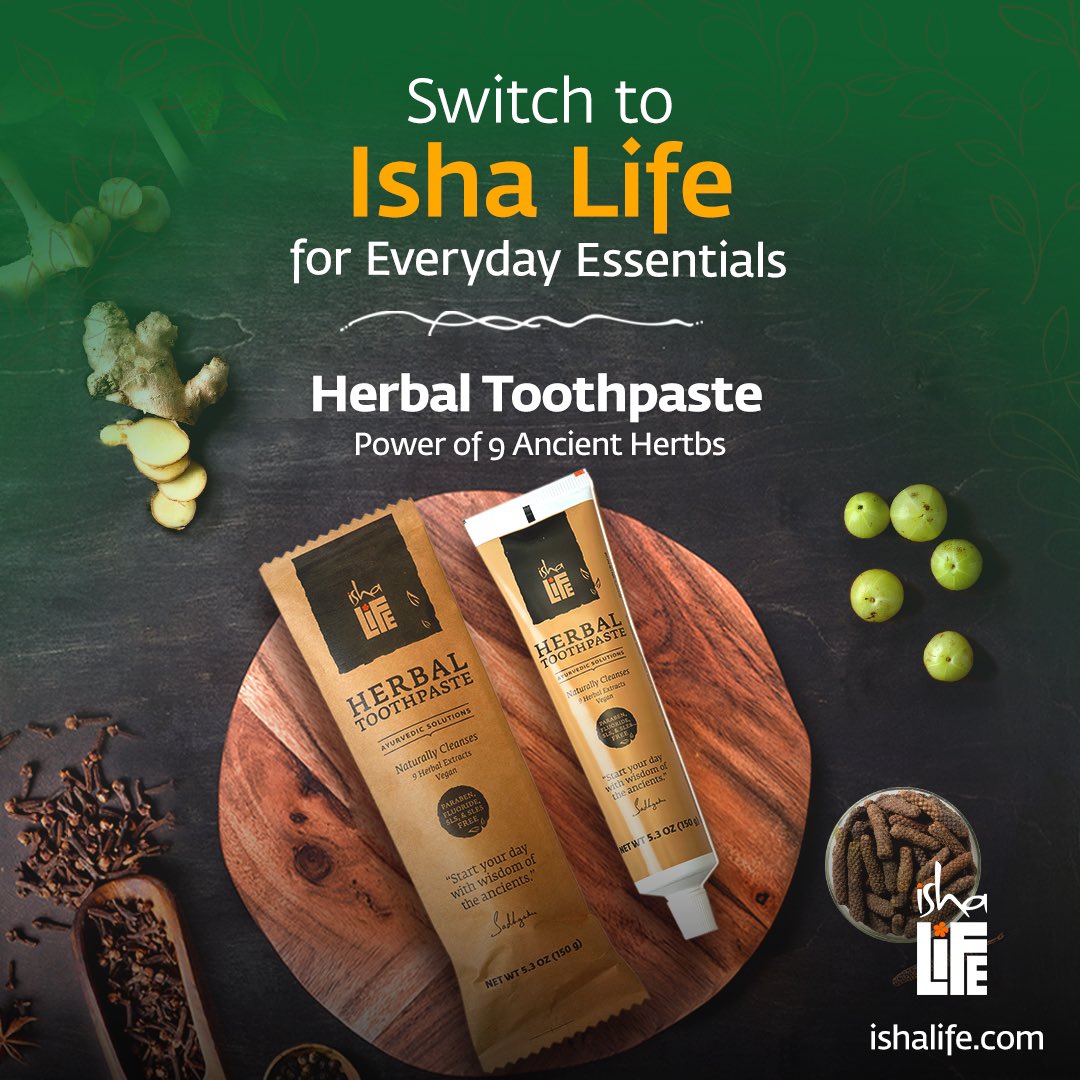 Ishalifeindia's tweet photo. Experience the power of nature! Try Isha Life Herbal Toothpaste
Paraben, Fluoride, SLS & SLES free
Available now
Link in bio
#toothpaste #allnaturalproducts #avurvedic #sIsfree #slesfree #parabenfree #flouridefree #herbalremedies #cleanser #yogicscience #yogicwisdom #yogic #yogiclife #yogiclifestyle #ishafoundation #ishayoga #iyc #ishayogacenter #sadhguru #sadhguru #sadhgurujaggivasudev #ishalife #goodforyourhealth #dentalhealth #dentaltips #dentalwellness #forconsciousliving #goodteeth #beautifulsmile