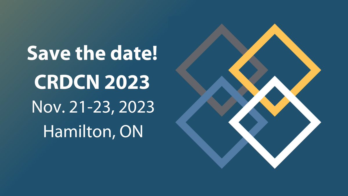 Save the date! The CRDCN 2023 Conference returns in-person this Nov. 21-23 in Hamilton, Ontario! Early bird registration will be opening soon, stay tuned! ow.ly/qKa150NgPbq <a href="/McMasterU/">McMaster University</a>