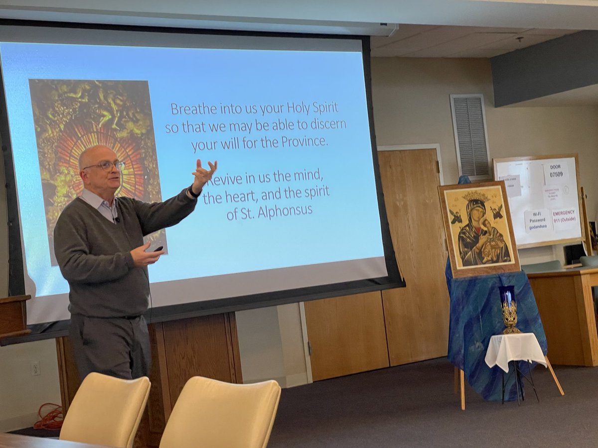 pdhcssr's tweet image. Retreat Morning with former C.Ss.R. Superior General, Fr. Mike Brehl to begin Chapter of Baltimore Province.#San Alfonso Retreat House, Long Branch