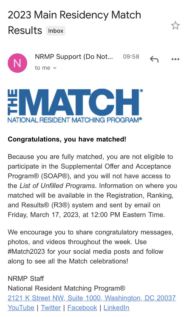 Looks like I’ll be a pediatrician in this country after all! 

Huge thanks to everyone that helped me get this far. 

Still feels quite surreal. 
#Match2023 #FuturePedsRes