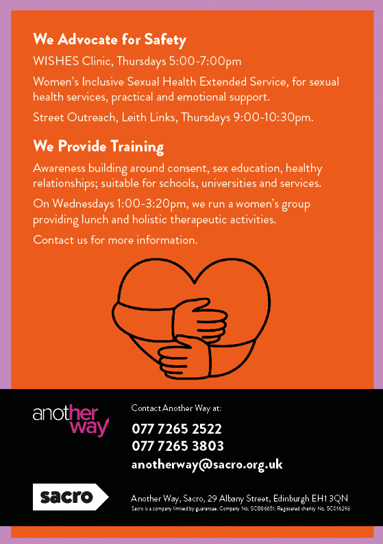 AnotherWayEdin's tweet photo. Are you involved in, or are you at risk of selling or exchanging sex? Another Way offers confidential, non-judgemental and empowering support on a voluntary basis for as little or as long as required. https://t.co/d66aRX46s8