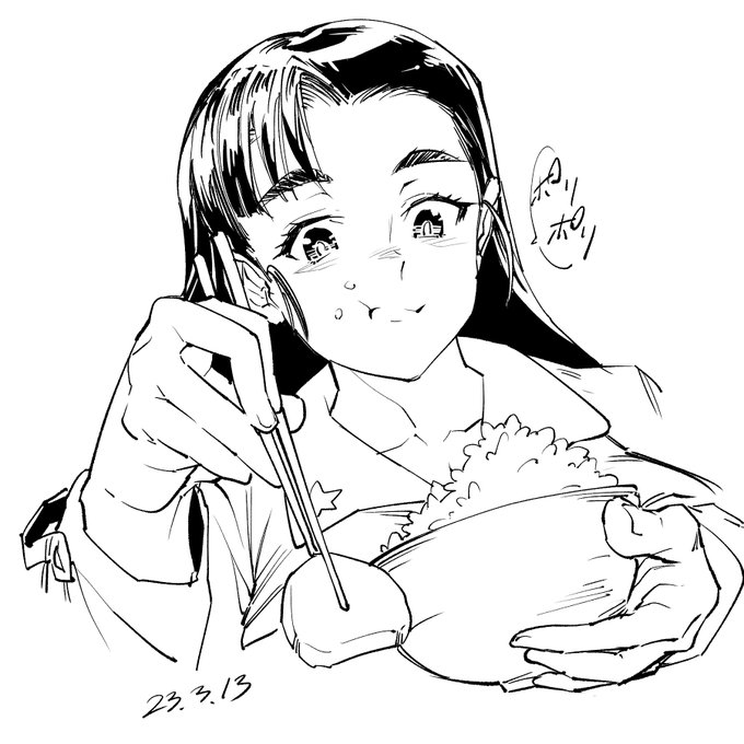 今日のプラクティス。茶碗と箸という日常描写が全然描けていない…しばらく食事風景を重点的に練習しよう。メシのシーンが描けると漫画は幅が広がるのだ。 
