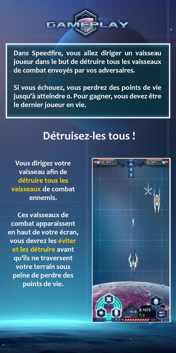 OpenaGames's tweet photo. Chapitre 2 : Gameplay de Speedfire - Destruction de vaisseaux ennemis joueurs et préservation de la santé.
Pour plus d'infos https://t.co/QSEU9lmyX6 https://t.co/Y2ysFdlOqh

#Speedfire #kickstarter #KickstarterReads #gameplay #mobilegames #indiegame #videogames #gaming https://t.co/Osx7x7xLgP