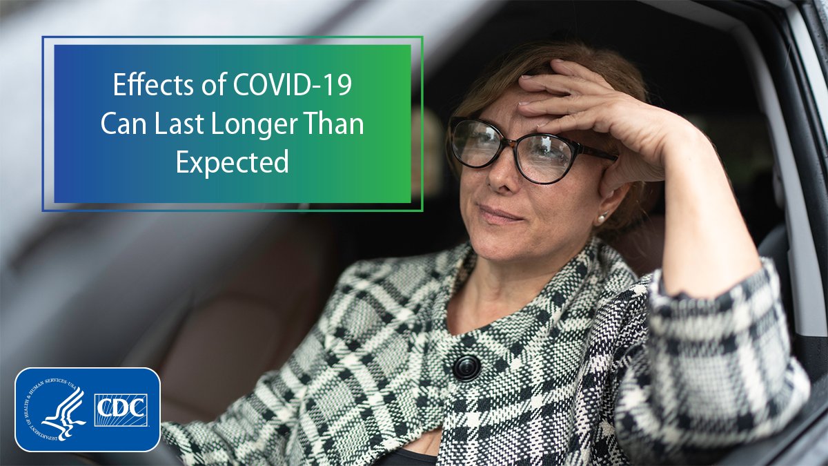 CDCgov's tweet photo. Common symptoms of Long COVID include fatigue, shortness of breath, fast heartbeat, and brain fog. If several weeks have passed since you had #COVID19 and you still have symptoms that interfere with your daily activities, talk to your doctor. 

More: https://t.co/G8x5fVsHYb https://t.co/ZtMp0BXCbE
