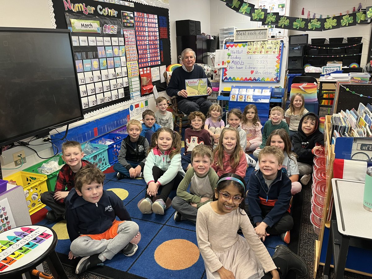 Thank you Dr. Koons for reading to our class!! We listened to book #8 in our March Madness Tournament of Books! Edwina the Dinosaur by Mo Willems is a fantastic story! Thank you for answering questions about being our Mayor! You make a difference! #cfevs #writethestory