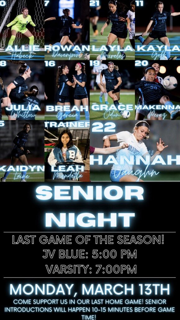 LadyBucSoccer's tweet photo. Last game of the season at Slade Field JV Blue 5:00 & Varsity 7:00. Thank you seniors for your unwavering dedication and commitment to the Lady Buc Soccer Program. We look forward to honoring you tonight. #LadyBucForLife #FlyHigh22 #DoThisTogether https://t.co/DFTbWjQVSE
