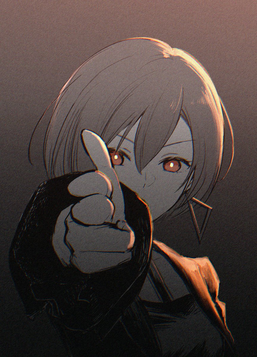 meiko (vocaloid) 1girl solo pointing at viewer short hair pointing earrings looking at viewer  illustration images