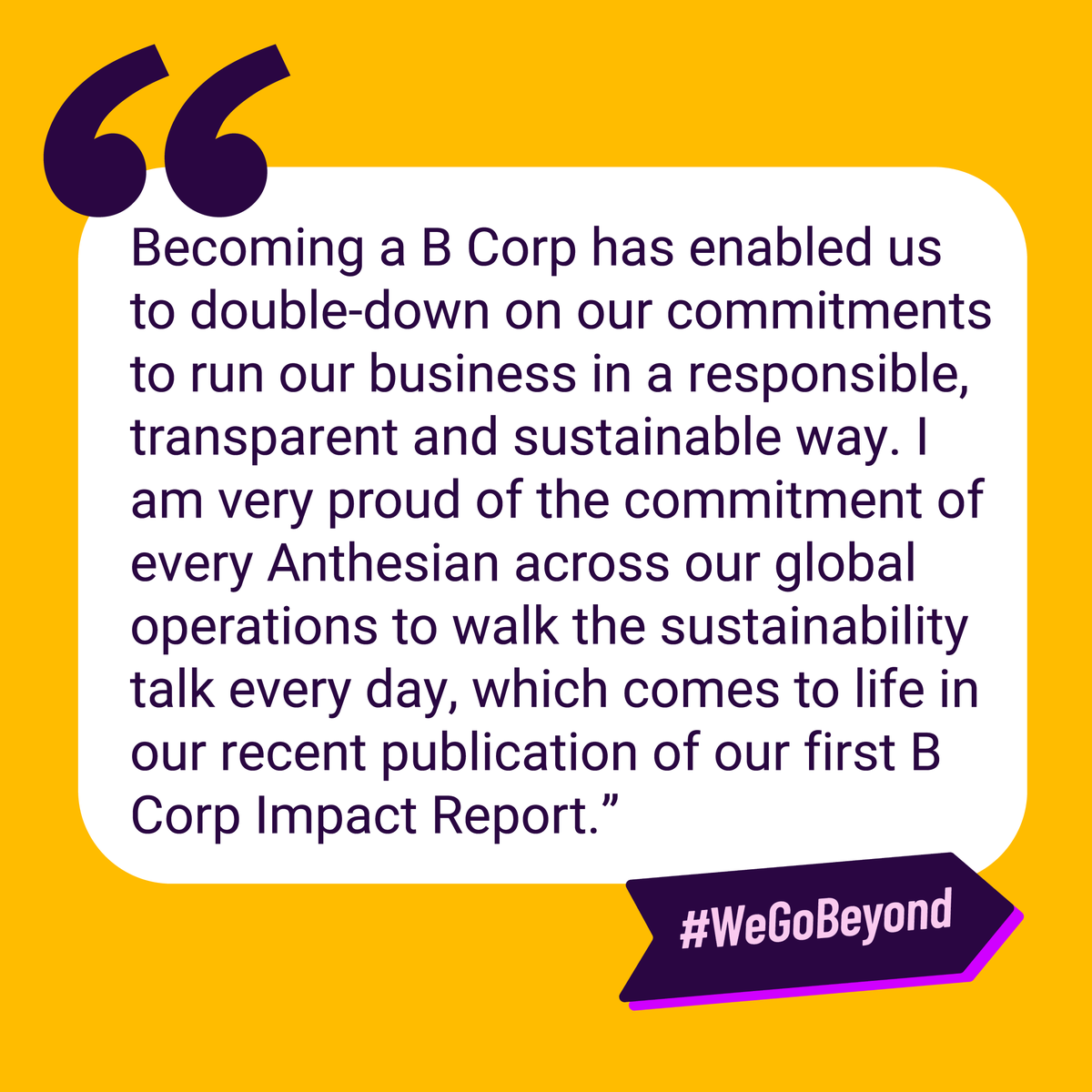 anthesis_group's tweet photo. As part of #BCorpMonth, we asked our 6 #BLeaders to share why they are proud to be a #BCorp, and how #WeGoBeyond at Anthesis. First up is Paul Crewe, Chief Sustainability Officer and Executive Sponsor of our B Corp team! Read Paul's thoughts below & our B Corp Impact Report here: