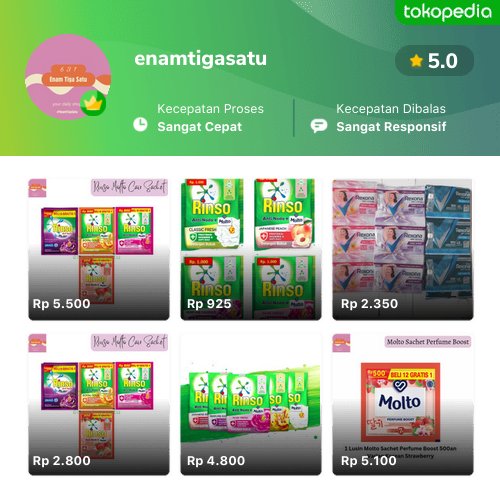 nurullhidayati's tweet photo. Semakin mudah belanja produk enamtigasatu di Tokopedia. Cek aja, pasti ada yang kamu suka
https://t.co/PR5ihQ4KWT https://t.co/R6KyRsVMO2