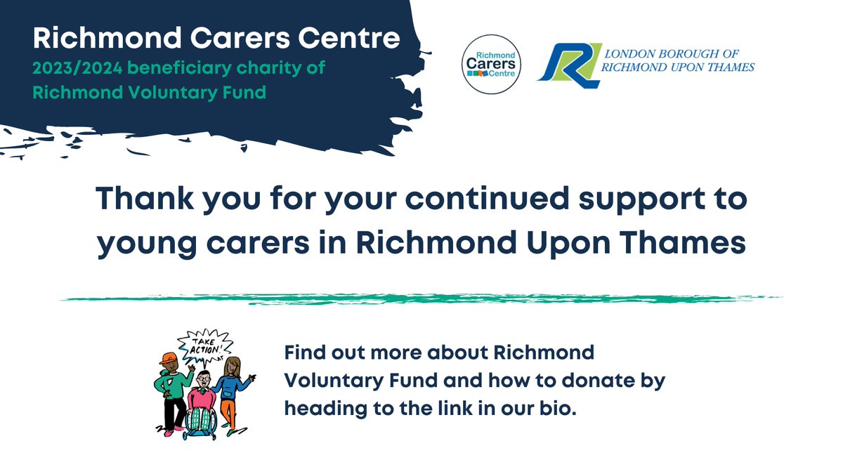 Richmond Carers Centre is grateful to Richmond Voluntary Fund for being its beneficiary charity of 2023/24

This year's appeal will increase access to support for young carers. Learn more: bit.ly/3YIqnfa
#RichmondVoluntaryFund <a href="/LBRUT/">Richmond Council</a> #YoungCarers #Carers #RichmondCarers