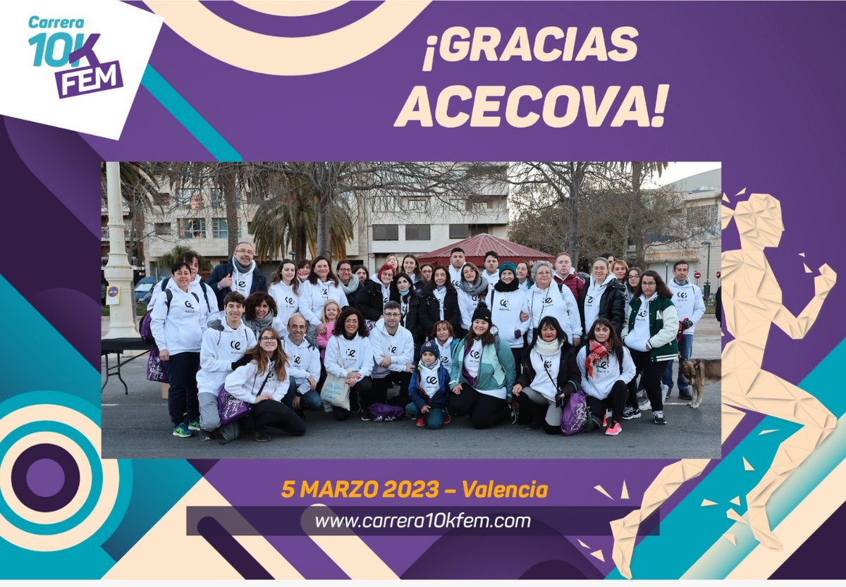 Carrera10KFem's tweet photo. ¡Muchas gracias a la entidad solidaria @Acecova por acompañarnos esta edición!
Gracias por vuestra necesaria labor diaria y ¡hasta siempre!
#10KFem #LaMetadeTodas #MujeresDeportistas #Acecova #LaMetaDeTodas #Carrera10KFem #RunningFemenino https://t.co/3cASrgCMQS